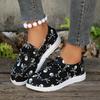 Women Flats Sneakers Spring Autumn Shoes Fashion Canvas Print Flat Shoes Women Lace Up Outdoor Casual Big Size Sneakers Women