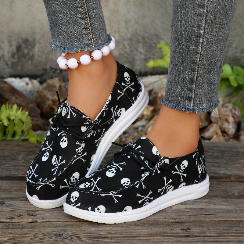 Women Flats Sneakers Spring Autumn Shoes Fashion Canvas Print Flat Shoes Women Lace Up Outdoor Casual Big Size Sneakers Women
