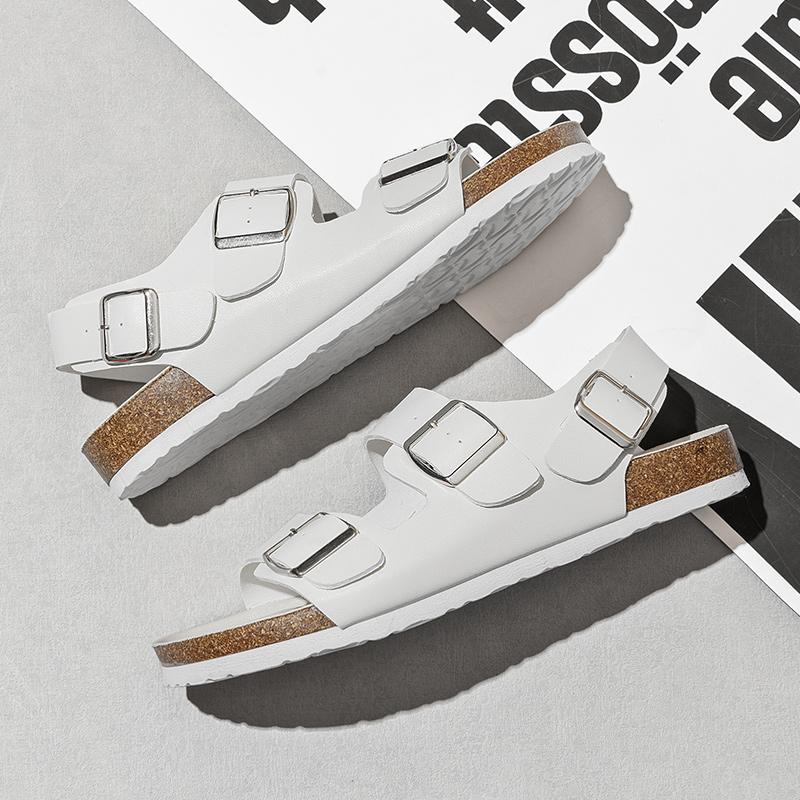 Fashion Italian Brand Minimalist White Men's Soft Sole Sandals Beach Shoes Men's Commuting Work Shoes Summer Hollowed Out Casual Shoes