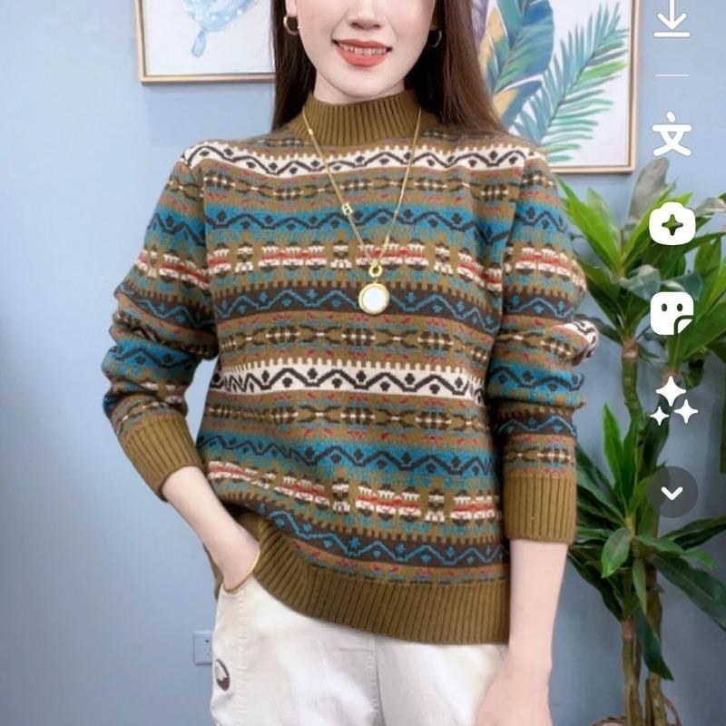 Women's Tops Thickened Warm Half Turtleneck Bottoming Autumn and Winter New Long-sleeved T-shirt Fashionable Style Pullover