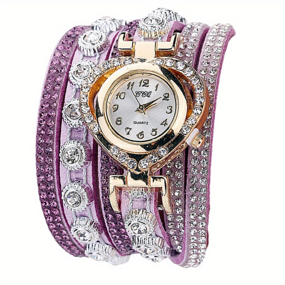 Luxury Rhinestone Bracelet Watch, Women's Multi-layer Analog Watch, Christmas and New Year Gifts