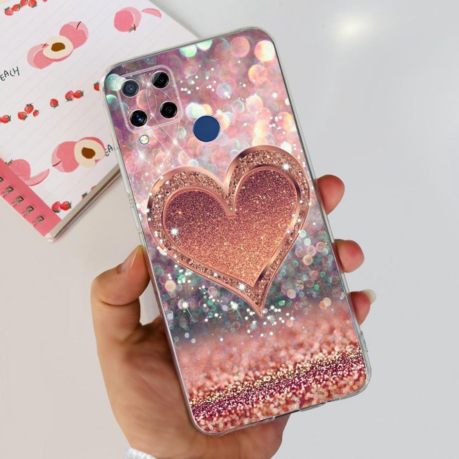 For Realme C15 Case Fashion Marble Butterfly Flower Soft TPU Phone Case For Realme C15 RMX2180 RMX2195 Coque C 15 Silicone Cover