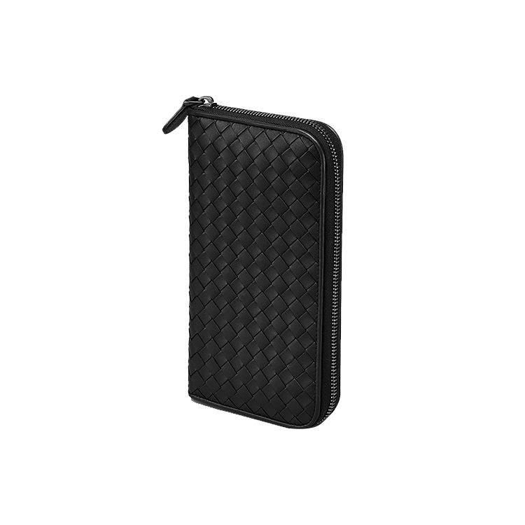 Bottega Veneta Nero Intrecciato Zip-Around Wallet Unisex Wallet Black 114076V46511000