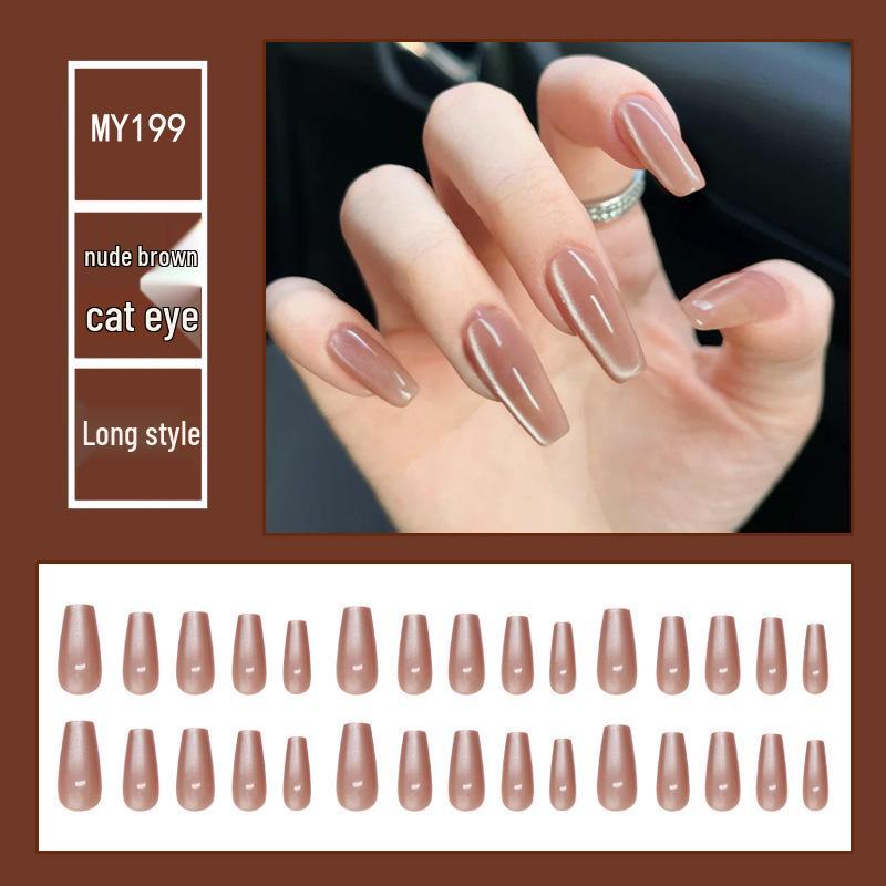 Chasing Light Cat's Eye Crystal Nails: Handmade, Detachable, Flash Diamond Design for Trendy, Stylish Looks.