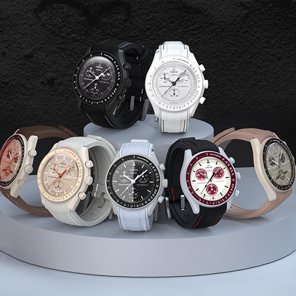 Sibehill 20mm Replacement Silicone Watch Band for Omega and X, Swatch, MoonSwatch, Speedmaster.