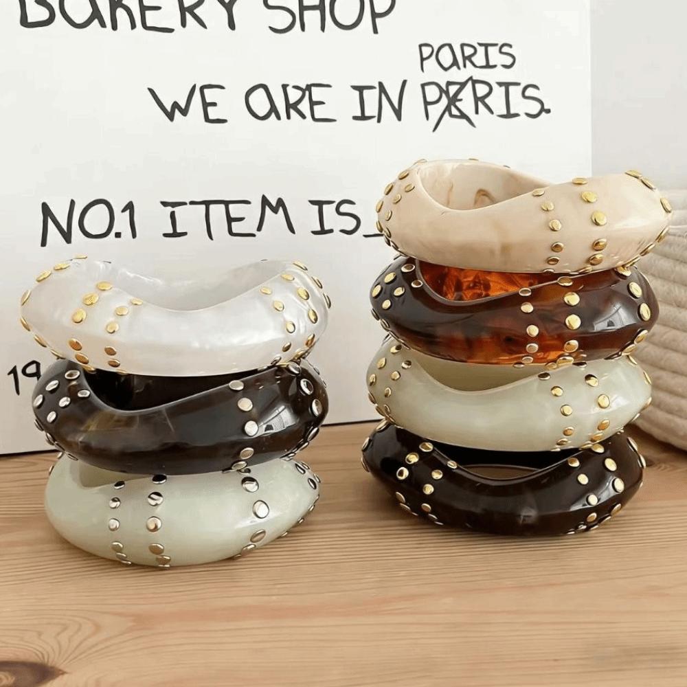 Resin Rivet Bracelet Vintage Irregular Geometric Bracelet Exaggerated Chunky Bangle Decoration