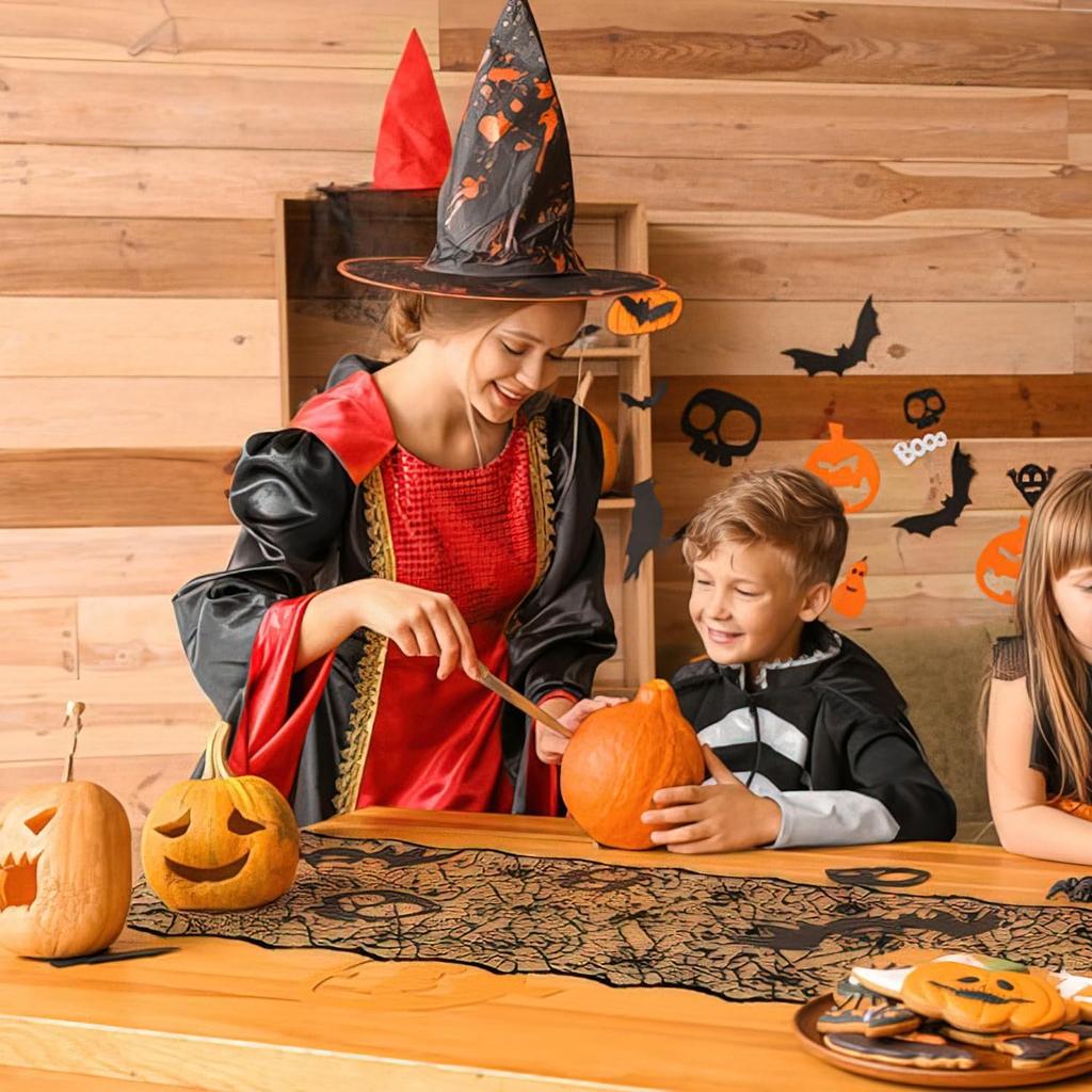 Halloween Decorations Table Runner - Black Lace Spider Web Table Runners for Halloween Table Decor, 18 X 72 Inch Halloweens Lace Table Runner for