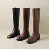 Women's Low Heel Boots Autumn and Winter New High Quality Thick Heel Cowhide Boots Comfortable Breathable Large Size Boots