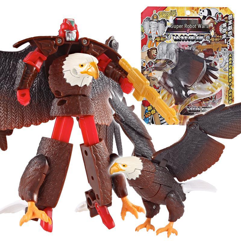 Kaelile Animal Vanguard: Transforming Mecha Warriors Puzzle - Lion, Elephant, White Tiger, Eagle, Panda Robot Toy.