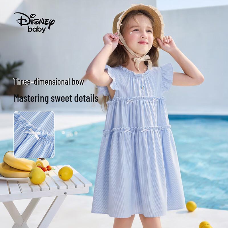 Disney Girls' Striped Flutter Sleeve Princess Dress