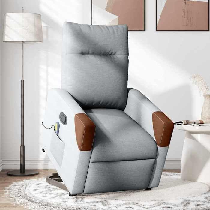 VidaXL Reclining Massage Armchair Light Grey Fabric 3324014