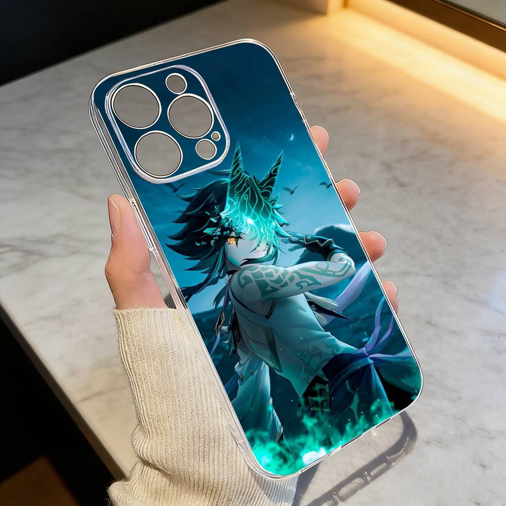 

G-Genshin Impact Xiao Phone Case For iPhone 17 16 15 14 13 12 11 Mini Pro Max Plus Transparent Cover iPhone14