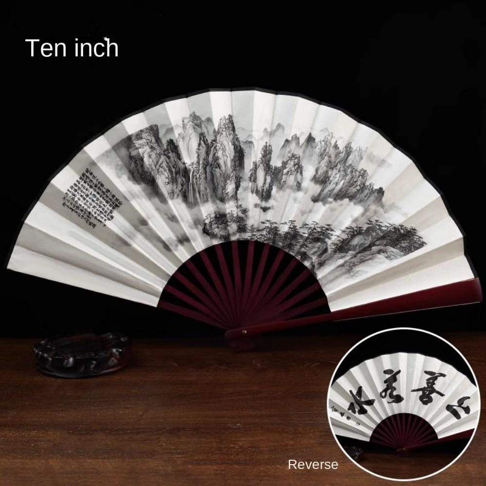 10palcový starožitný ventilátor skládací ventilátor v čínském stylu letní pánský hedvábný skládací letní bambusový ventilátor Hanfu přenosný