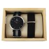 Les Trésors De Lily [Q4416] - 'Cameleon' Watch Set Grey Black Silver (2 Bracelets)