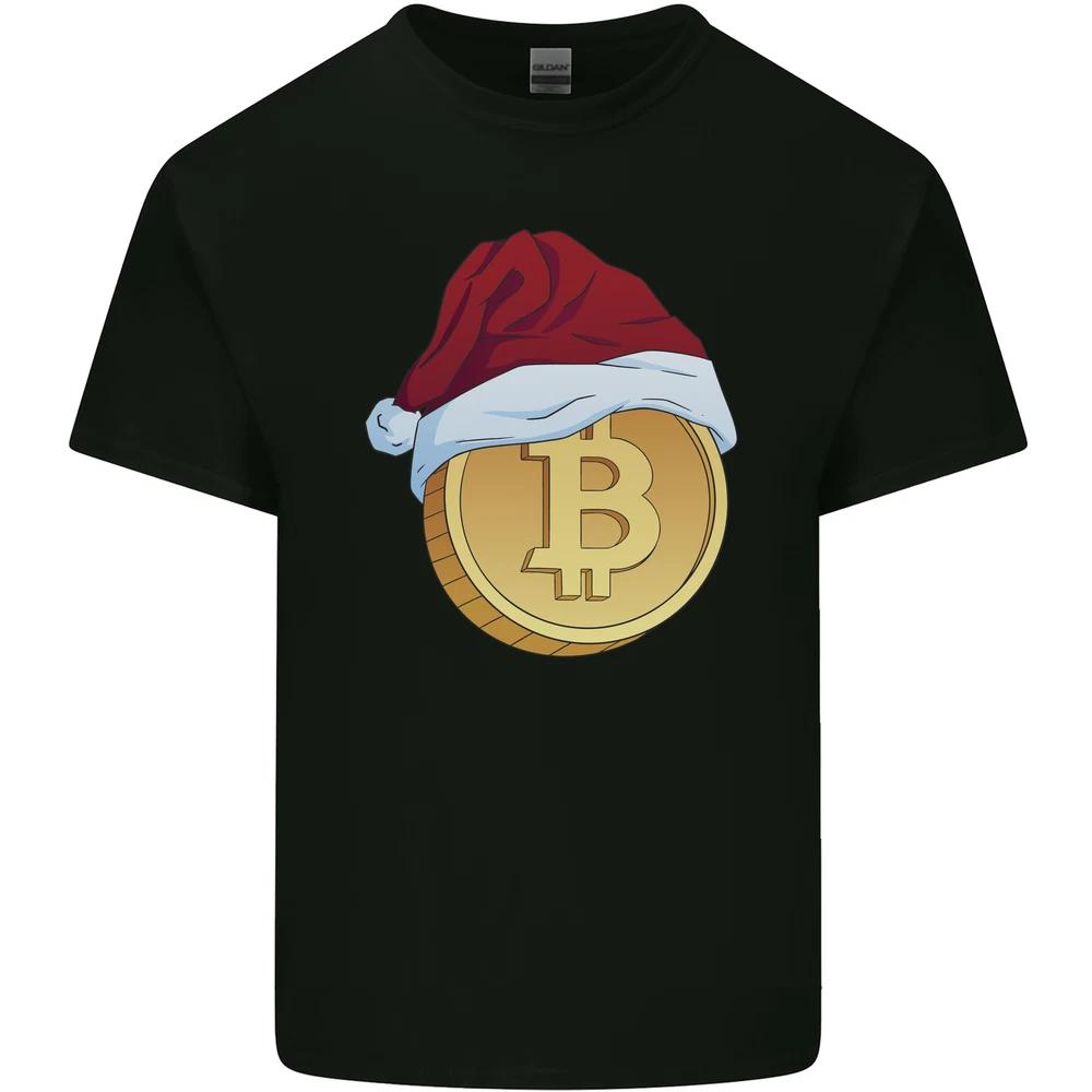 Christmas Bitcoin Wearing a Christmas Hat Crypto Unisexs Light Cotton TShirt S