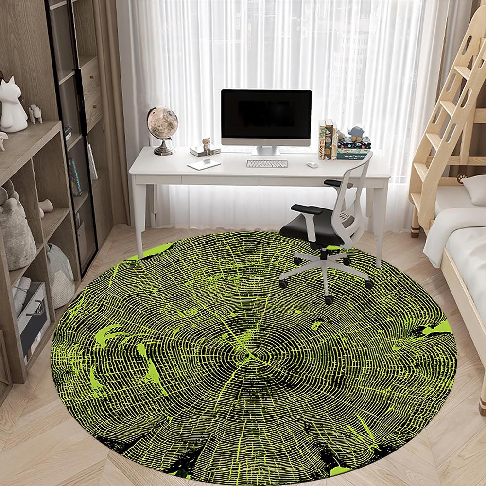 1pc Tree Rings Growth Office Round Area Rug, Indoor Mat Suitable ForOffice, Under Office Chairs Bedroom Living Room Home Decor, Room Decot029