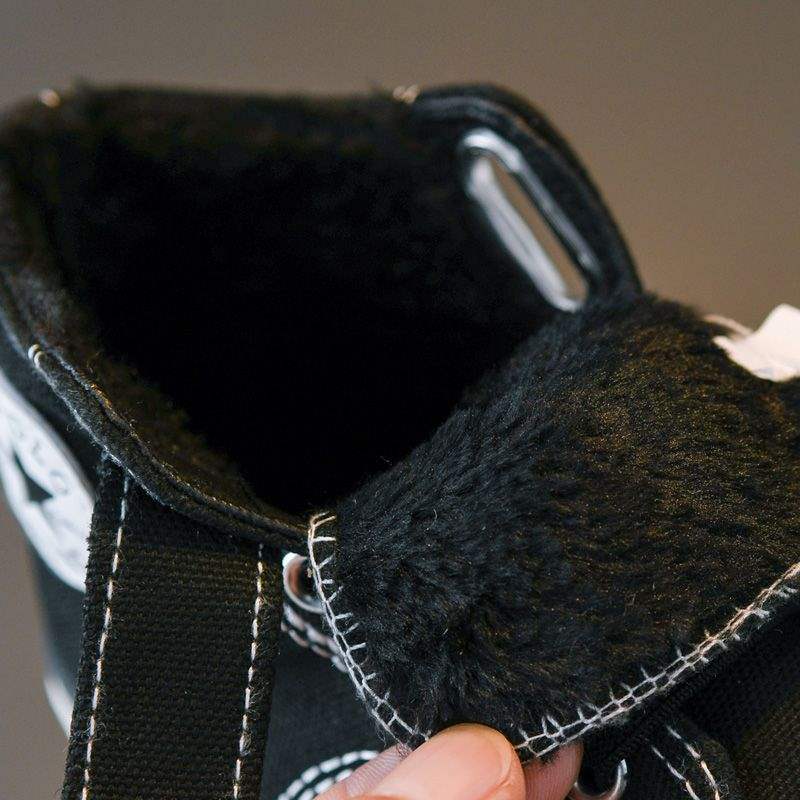 Thickened children's cotton shoes, girls' winter velvet warm canvas shoes, high-top boys' shoes 2025 baby autumn and winter shoes