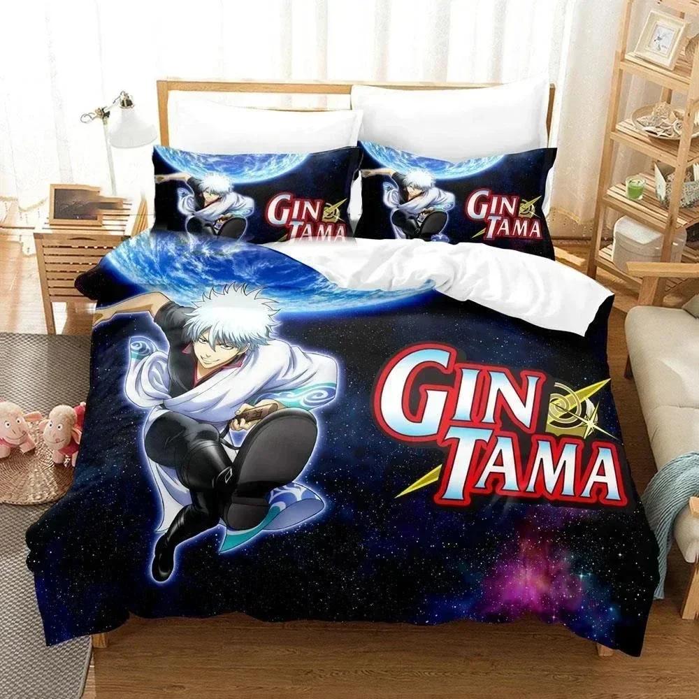 3D Gintama Bedding Set Anime Gintoki Sakata Bedding Set Printed With Pillowcase Duvet Cover Soft Queen King Size Bedclothes Home