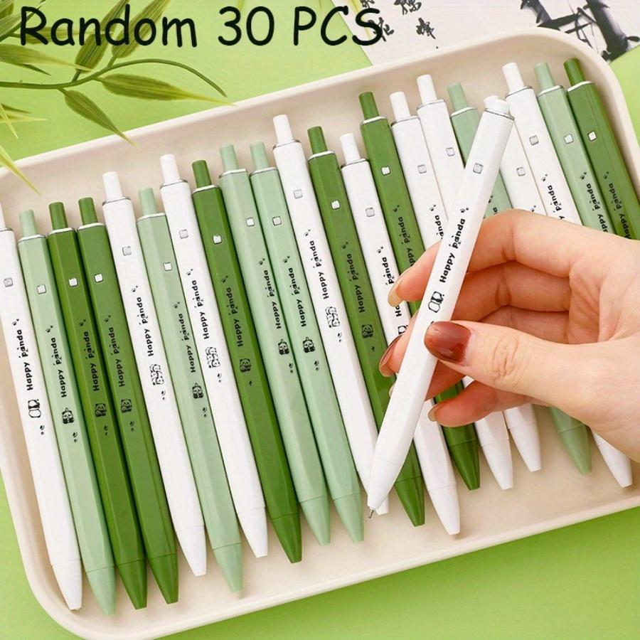 12/ 30 ks Zelené Vzory Pandy Super Roztomilé Zatahovací Pero Odolné Podpisové Pero 0,5 mm Černý Inkoust Vhodné pro Kancelářské Školní Použití Zpět do Školy