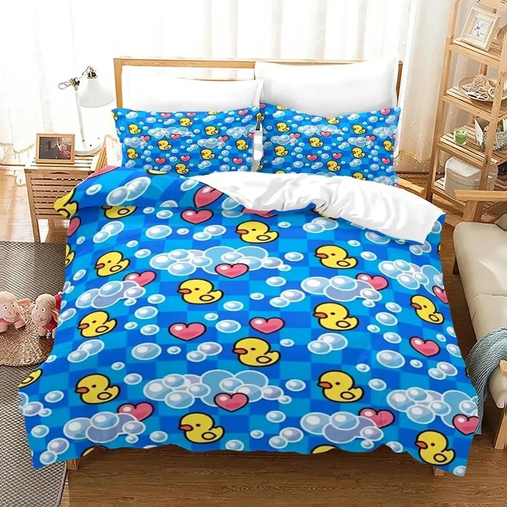 Luxury New 3D Print Yellow Duck Bedding Set Boys Girls Twin Queen King Size Duvet Cover Bed boys Adult Home Textileextile