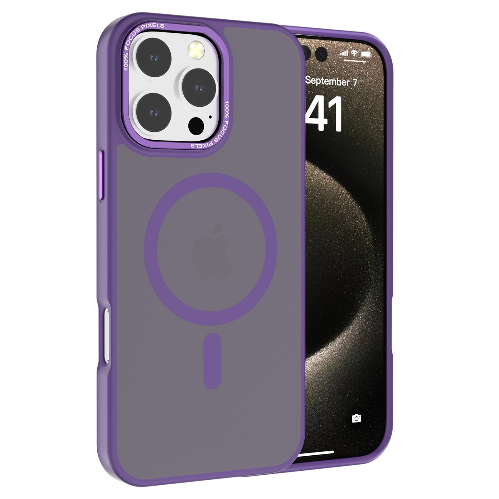 

For iPhone 16 Pro Magnetic Case TPU+PC Phone Cover Matte Skin-Friendly Touch Dark Purple