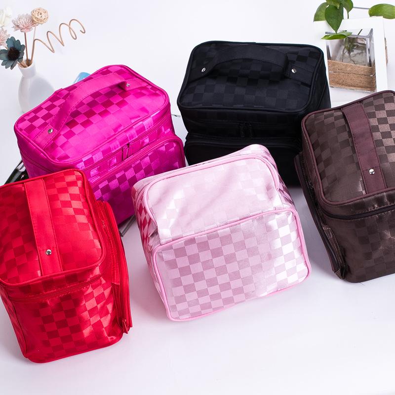 Foldable Jacquard Fabric Large Women's Makeup & Jewelry Travel Toiletry Bag