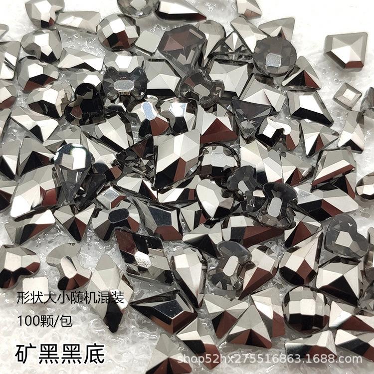 Yiwu Nail Art Diamond Mixed Mini Small Nail Art Flat Bottom Special-Shaped Diamond Mixed K9 Champagne Nail Art Jewelry