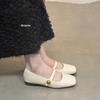 French Single Shoes Femininity 2025 Spring and Autumn New Brown Flat Mary Jane Women's Shoes Square Head Small Fragrant Fairy Shoes