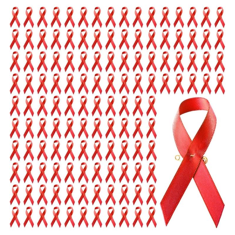 100pcs Awareness Enamel Lapel Pin Ribbon Brooch Breast Cancers Health Care Public Welfare Badges Jewelry Accessories