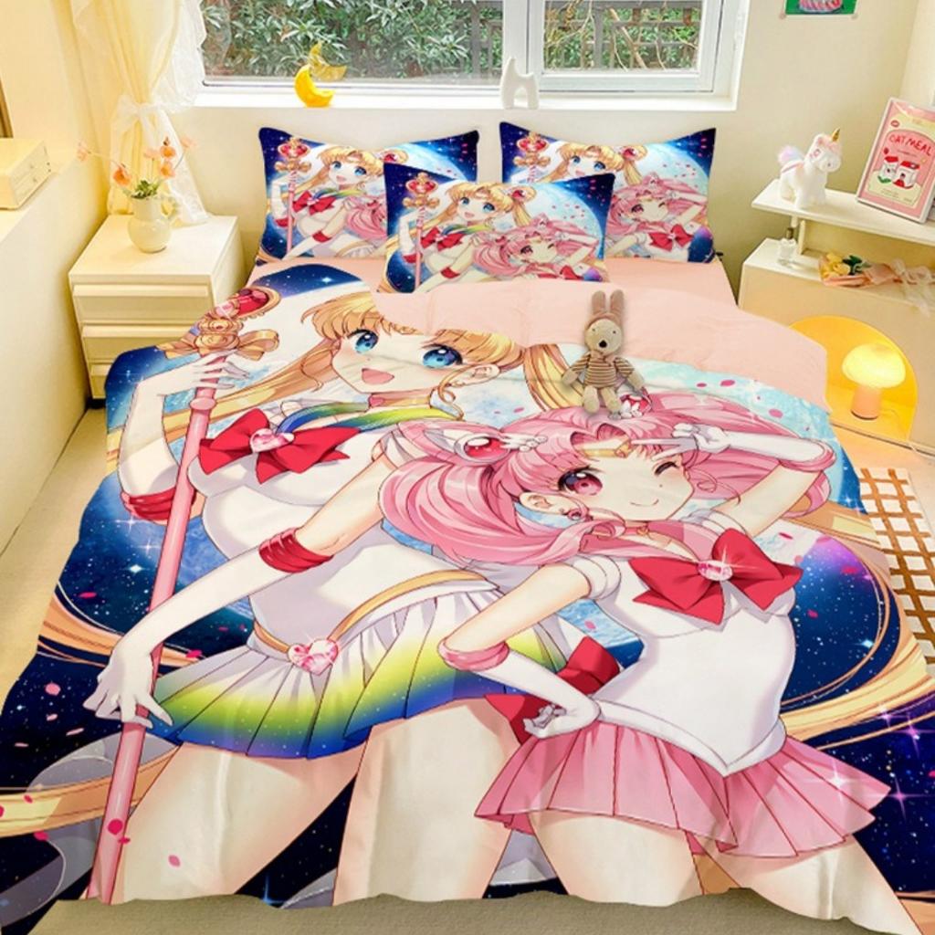 New Japanese Anime Sailor Moon Bedding Set Beautiful Girl Quilt Cover Cute Printing Duvet Home for Teens Best Gifts