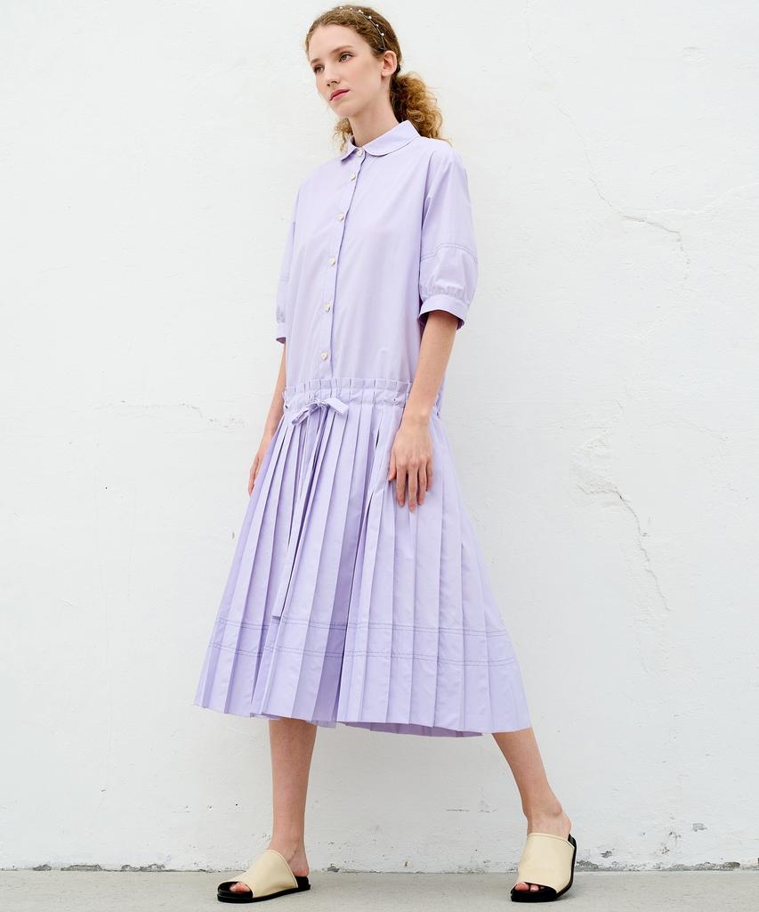 MITTE Stitch Line Pleats Dress_Lavender