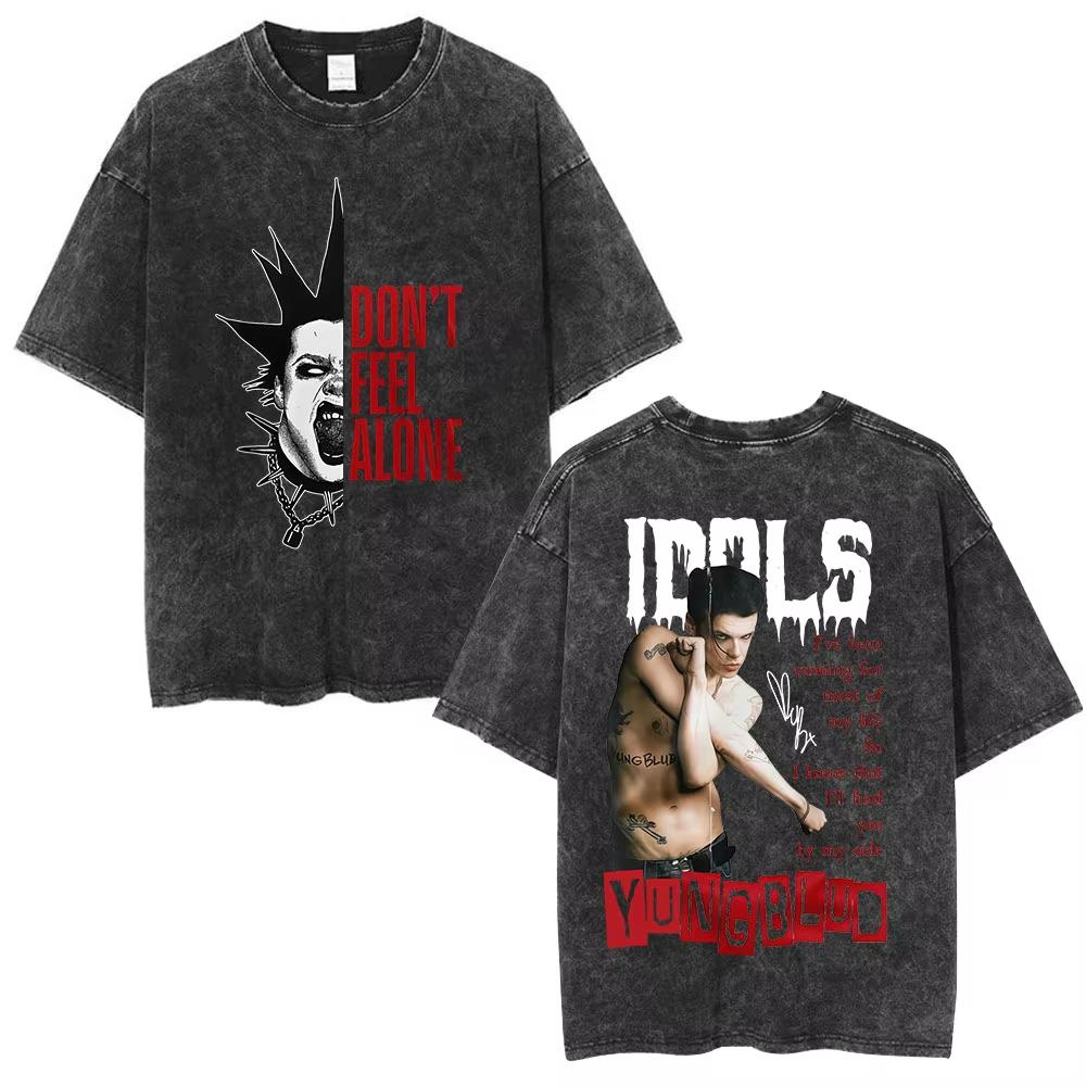 Washed Vintage Singer Yungblud IDOLS Album Merch Tshirt Men Women Clothing Fashion Short Sleeve Cotton Casual Oversized T Shirt