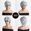 Women Stylish Short Layered Brown Hair Synthetic Silver Gray Wigs with Bangs for Daily Cosplay Lolita Heat Resistant Fibre