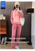 Women's Trendy Casual Suit: 2025 Spring/Autumn Fitness Sportswear with Hooded Sweatshirt & Long Pants.