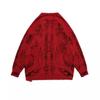 Womens Gothic Punk Y2K Streetwear Long Sleeve Knit Sweater - Black Wine Red White