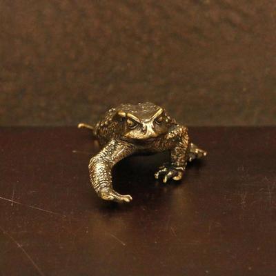 Solid Brass Toad Figurines Miniatures Tea Pet Table Toy Ornament Decoration Crafts Accessories Lucky Copper Animal Statues