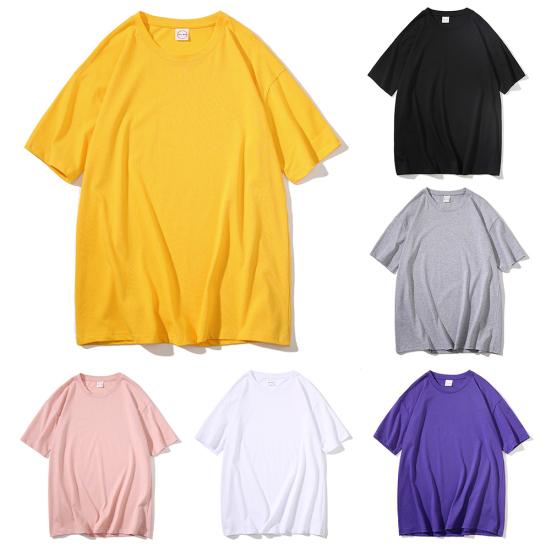 Top Casual Unisex de Vară Culoare Solidă Gât Rotund Mânecă Scurtă Mărimi Mari Cămașă de Bază