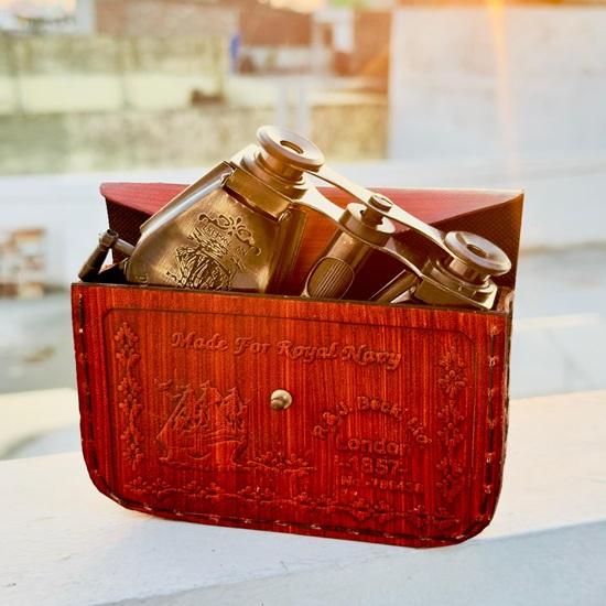 10,16 cm Mosiężna Lornetka Morska z Skórzanym Futerałem Okulary Operowe, Luneta R J Beck Londyn 1875 Prezent