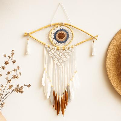 Dream Catcher Evil Eye Macrame White Grey Brown