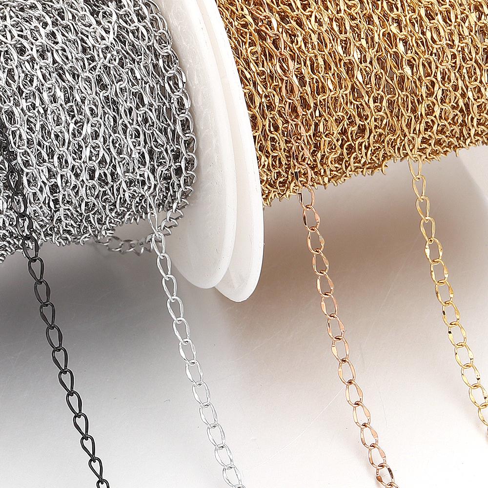 10Yards/Roll Stainless Steel Extension Chain Bulk Tail Chains For Jewelry Making DIY Bracelets Necklace Accessories Wholesale