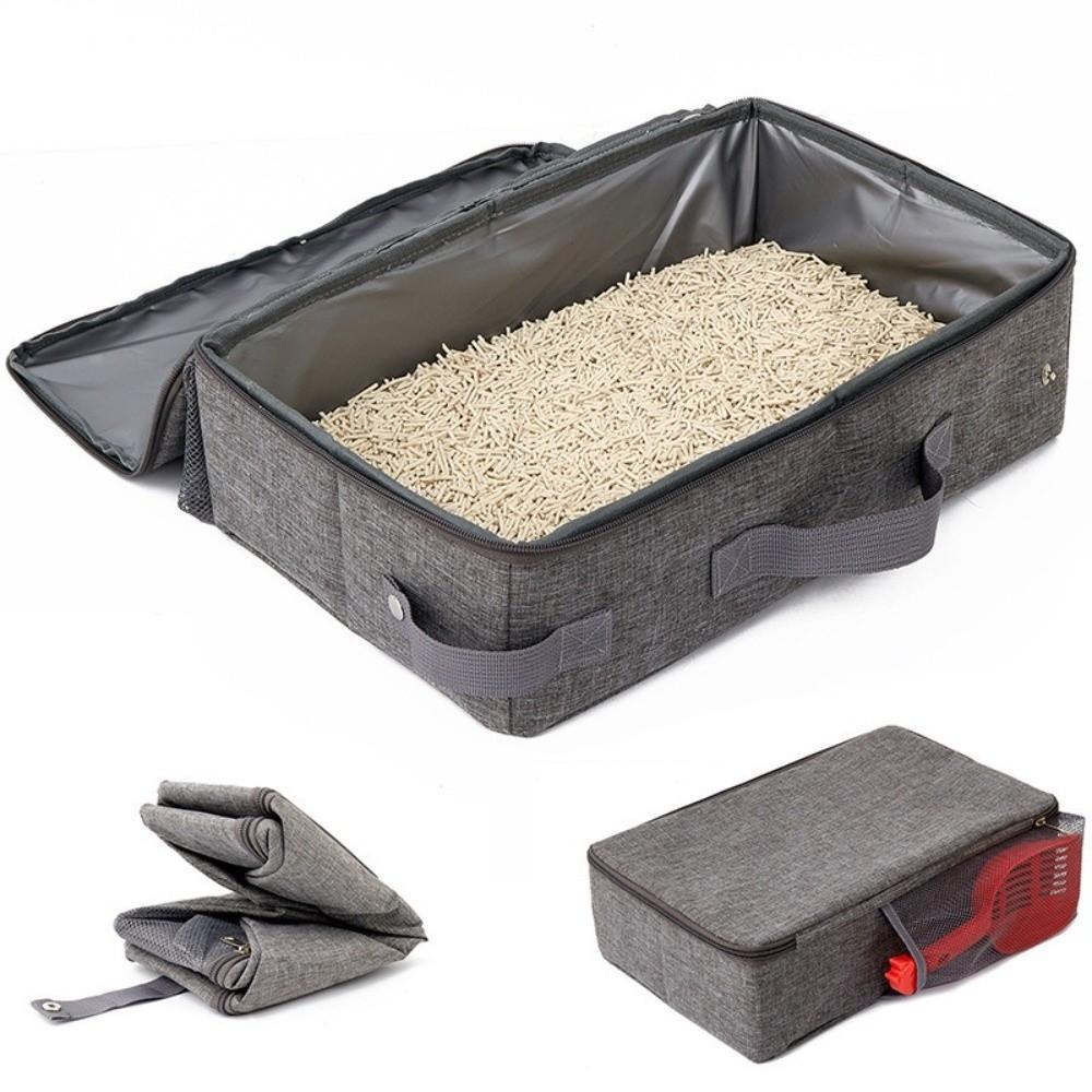 Waterproof Foldable Cat Litter Box Large Capacity Travel Litter Pan Mobile Cat Toilet  Going Out