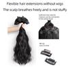 Extensii de păr sintetic, lung, drept, ondulat, ondulat, perucă falsă naturală, cu clipă pentru femeie, o singură bucată pentru femei