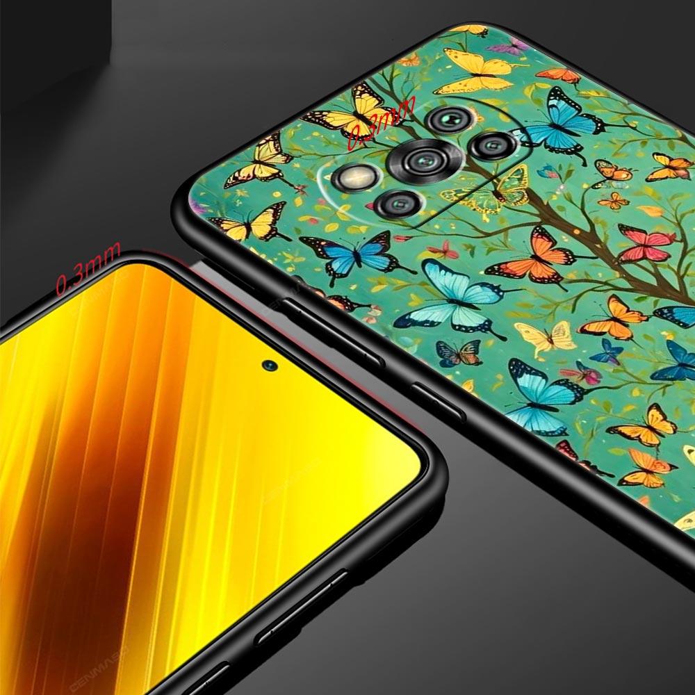 Butterfly Design Phone Case for Xiaomi Poco F7 F6 F5 F4 F3 X6 X5 X4 X3 NFC F7 Ultra M4 C51 C55 GT 5G Soft TPU Cover Fundas Capas