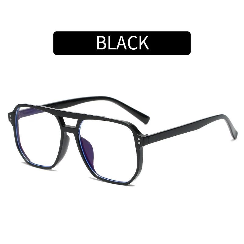 Fashion Transparent Anti Blue Light Double Bridge Computer Glasses Frame Unisex Square Blocking Glasses Optical Spectacle Oculos