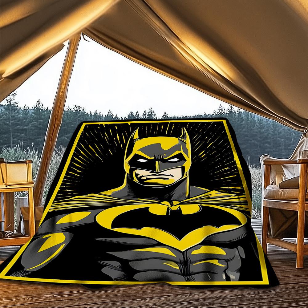 1pc Batman, Superhero Outdoor Flannel Throw Blanket Soft, Lightweight & Warm for Sofa, Office Chair, Camping & Travel Durable Polyester Fabric