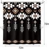 Black Western Aztec Shower Curtain, Vintage Abstract Geometric Cowboy Shower Curta Set, Boho Southwestern Tribal Native Neutral Fabric Shower Curta
