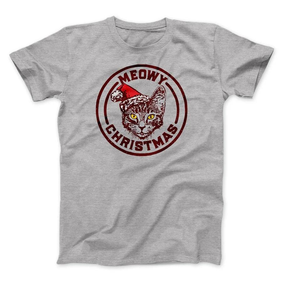 MEOWY CHRISTMAS Printed Pure Cotton Tshirt for Men and Women Fashion Casual Short Sleeved Shirt SpringSummer New Collection