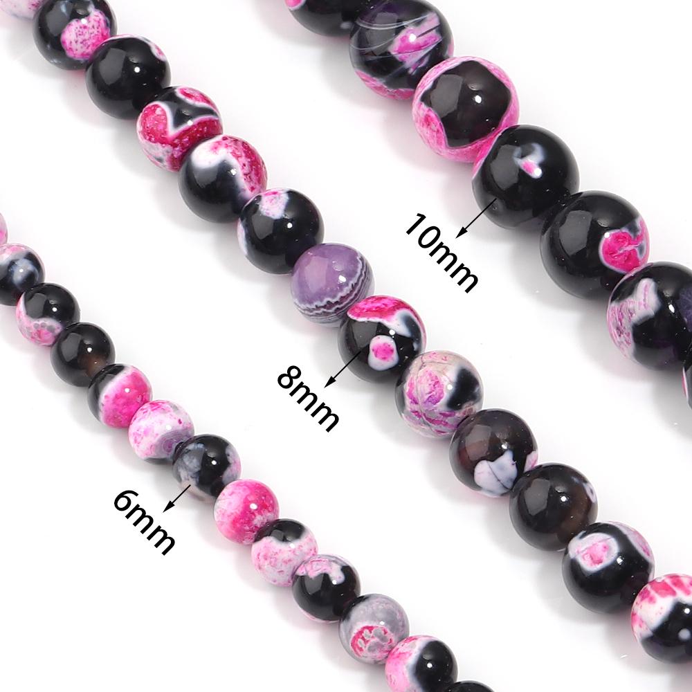 6/8/10mm Natural Stone Hot Pink Fire Agate Beads Round Loose Beads For DIY Jewelry Making Crafts Bracelet Necklace Accessories