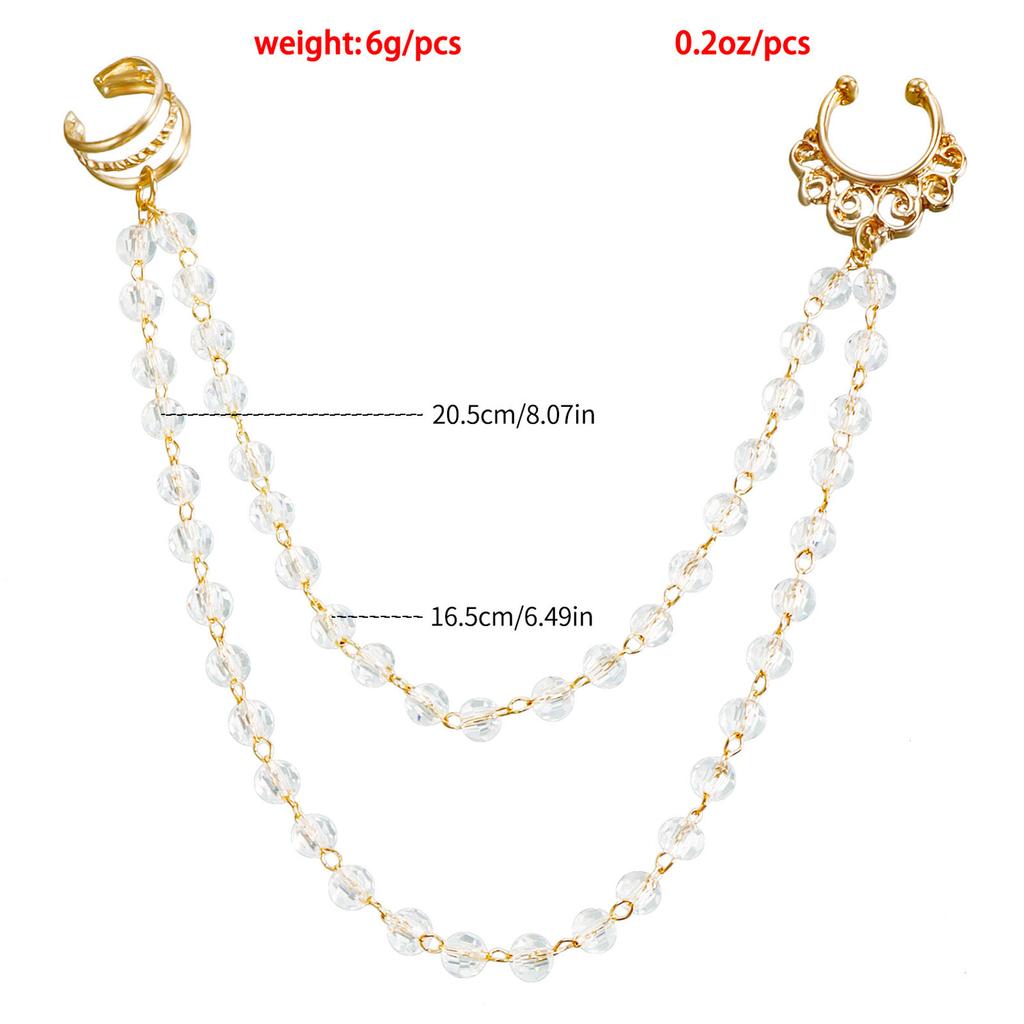 Women Nose with Chain Ethnic Double Layer Lightweight Nose to Ear Chain for Wedding Party Stage