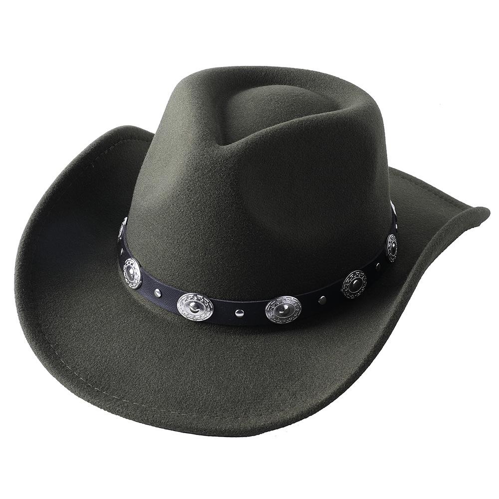 Dark purple Cowboy Hat New Jazz Knight hat cowboy hat monochrome felt hat men's and women's large brim outdoor hat